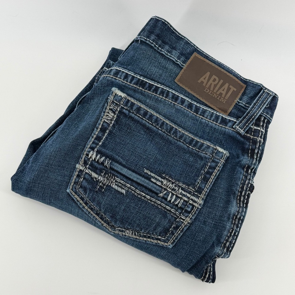 Ariat M4 Relaxed Boot Cut Jeans Mens 34x30 Dark Wash Denim Workwear Blue